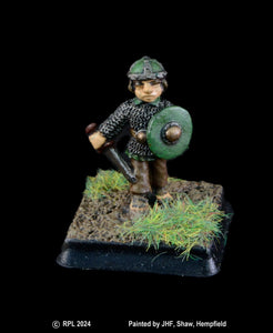 50-0205:  Halfing Militia with Sword and Shield, At Rest