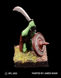 51-0022:  Goblin Swordsman, Crouching, with Shield
