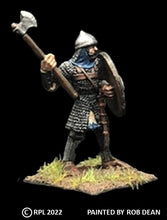 Load image into Gallery viewer, 52-1429: Avalon Men-at-Arms with Axe at Ready and Round Shield, in Chainmail