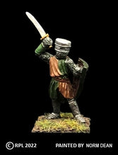 Load image into Gallery viewer, 52-1441: Avalon Men-at-Arms with Sword Raised in Full Helm with Heater Shield Extended