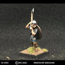 Load image into Gallery viewer, 52-1423: Avalon Men-at-Arms Advancing with Greataxe on Shoulder, in Chainmail with Round Shield on Back