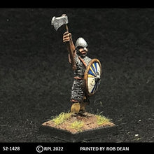 Load image into Gallery viewer, 52-1428: Avalon Men-at-Arms with Axe Raised and Round Shield, in Chainmail