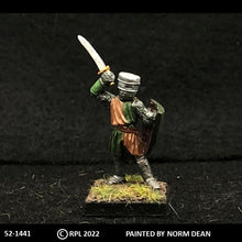 Load image into Gallery viewer, 52-1441: Avalon Men-at-Arms with Sword Raised in Full Helm with Heater Shield Extended