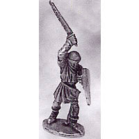 Load image into Gallery viewer, 52-1445: Avalon Men-at-Arms with Sword Overhead and Heater Shield, in Chain and Cloth