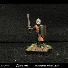 Load image into Gallery viewer, 52-1446: Avalon Men-at-Arms with Sword Arm Extended Back and Heater Shield, in Chain and Cloth Armor