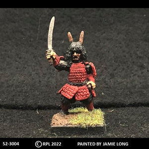 52-3004:  Samuari with Sword Raised, Crescent Topped Helm