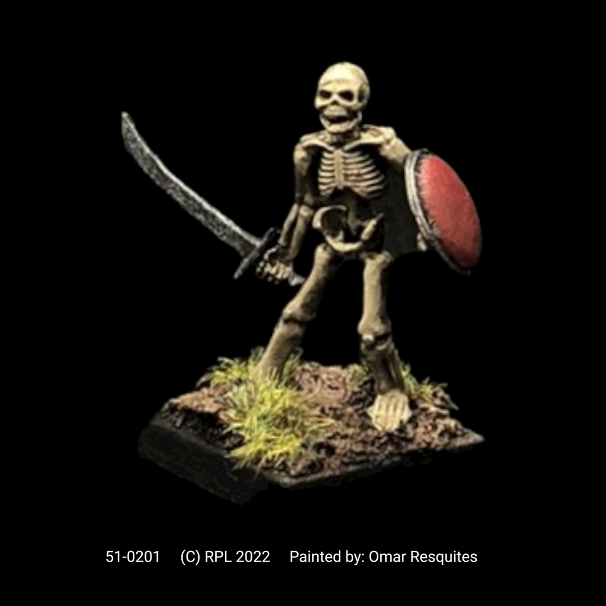 51-0201: Unarmored Skeleton with Sword and Shield I – Ral Partha 