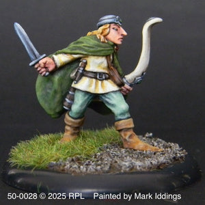 50-0028:  Elf Ranger, Sword Back, Bow at Side