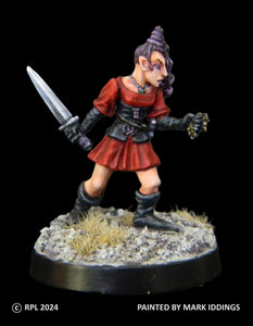 50-0074:  Elf Thief, Female, Advancing with Sword