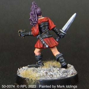 50-0074:  Elf Thief, Female, Advancing with Sword