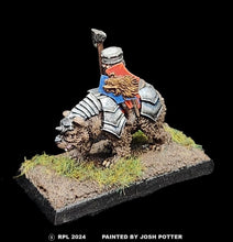 Load image into Gallery viewer, 50-0156/48-0601:  Dwarven Bear Rider, In Chainmail [rider and mount]
