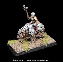 Load image into Gallery viewer, 50-0158/48-0601:  Dwarven Bear Rider, Female [rider and mount]
