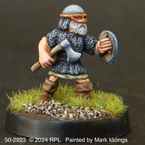 50-2923:  Armored Gnome with Axe, Shield, and Helmet