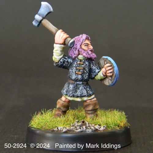 50-2924:  Armored Gnome with Axe Raised and Shield