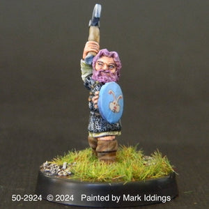 50-2924:  Armored Gnome with Axe Raised and Shield