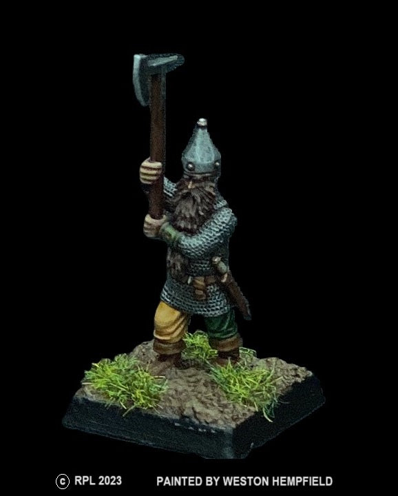 50-9223:  Dwarf Warrior with Great Weapon III, Tall Helmet