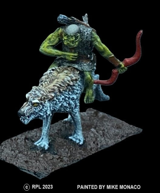51-9072-X:  Goblin Archer Cavalryman in Chainmail [rider and wolf]