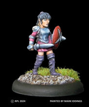 Load image into Gallery viewer, 52-0010:  Female Adventurer with Sword and Round Shield III
