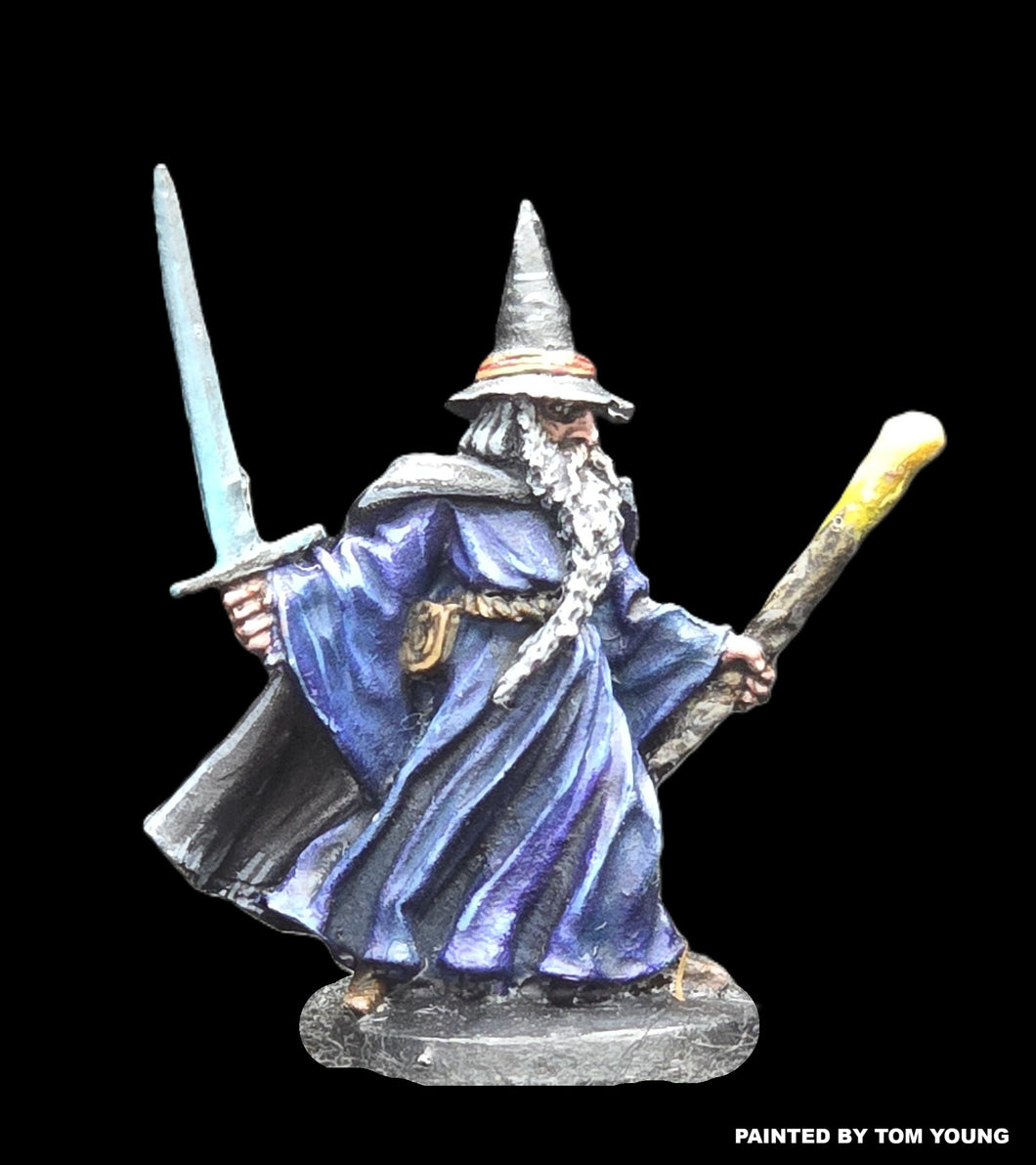 52-0506:  Wizard with Sword and Staff, Pointed Hat