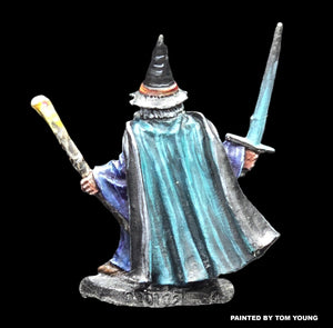 52-0506:  Wizard with Sword and Staff, Pointed Hat