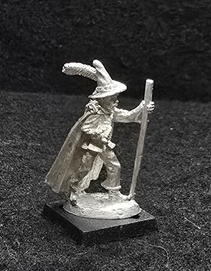 52-0509:  Wizard with Walking Staff and Feather on Hat