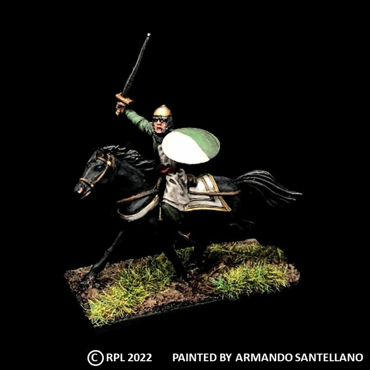 52-1178/48-0539:  Mounted Hero, Sword and Shield, Attacking [rider and mount]