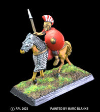 Load image into Gallery viewer, 52-2103/48-0351:  Hoplite Cavalryman, Plumed Helmet, Spear, and Shield [rider and mount]
