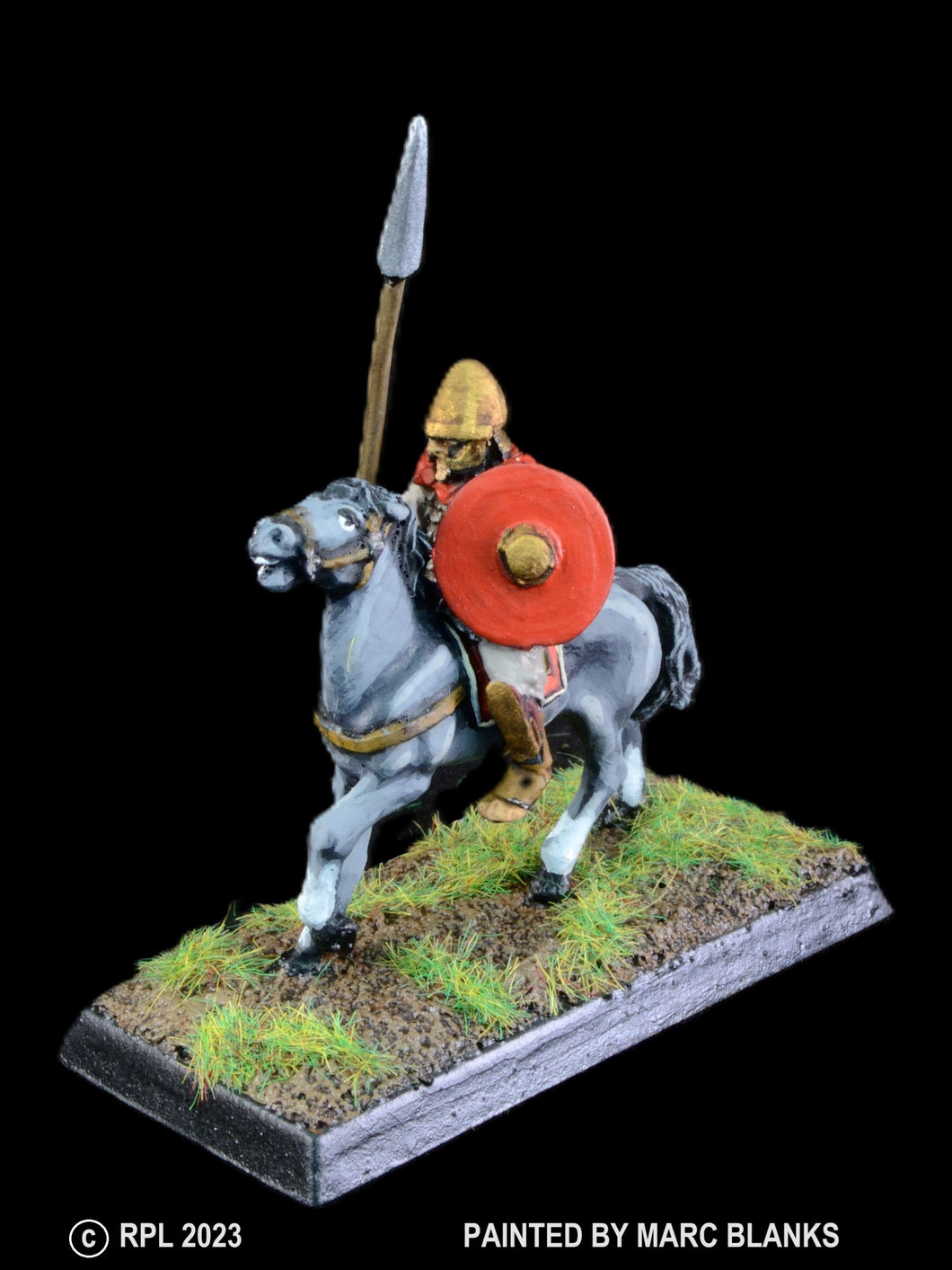 52-2123/48-0325:  Hoplite Cavalryman, Uncrested Helmet III [rider and mount]