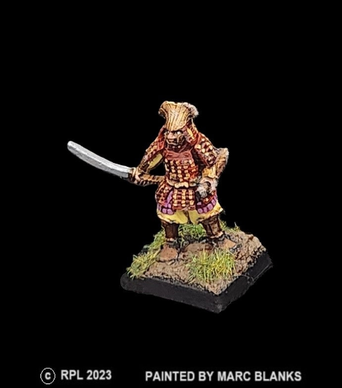 52-3032:  Elite Samurai with Sword at Side, Crested Helm