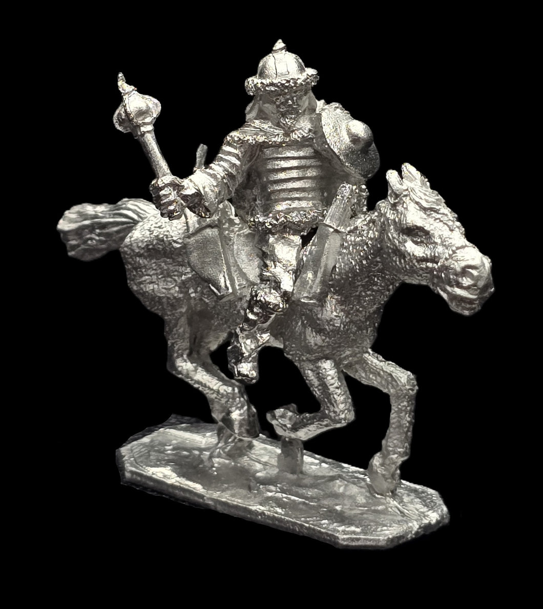 52-3281 / 48-0596:  Mongol Warlord with Mace, on Pony [rider and mount]