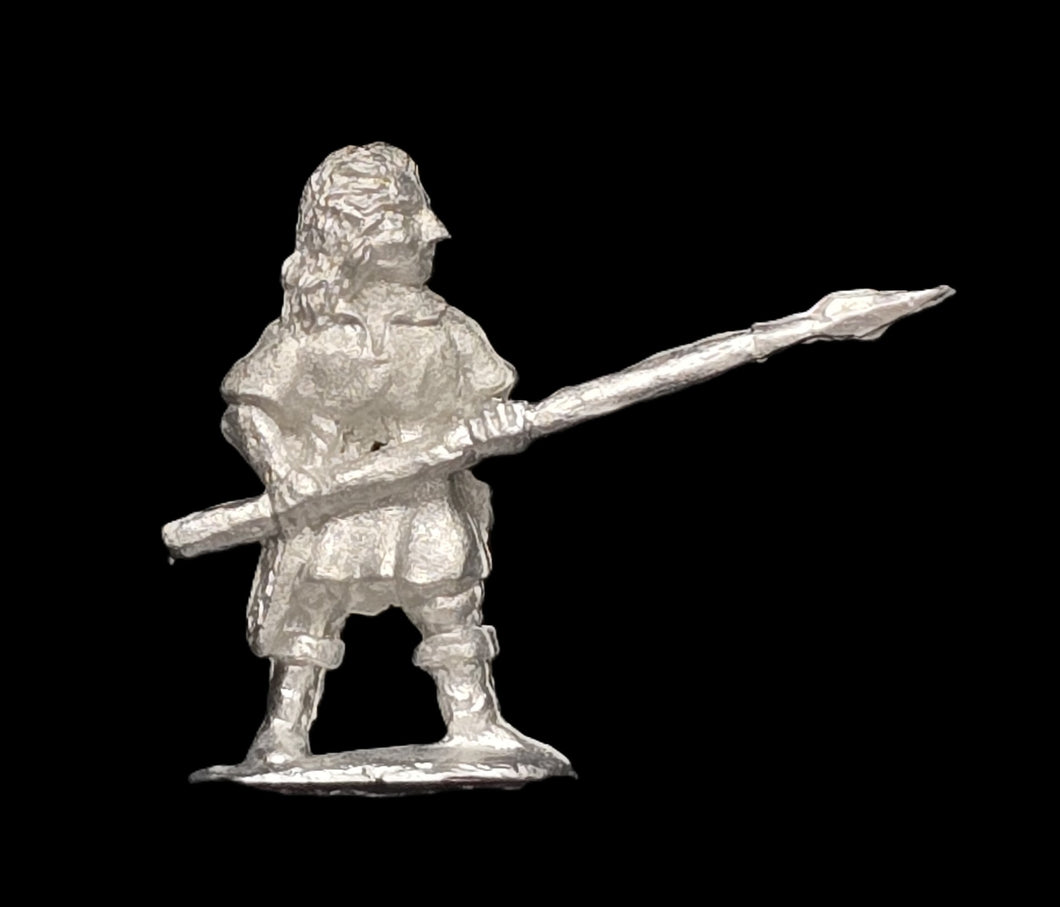 57-0011:  Wood Elf with Spear at Ready [Organically Shaped Base]