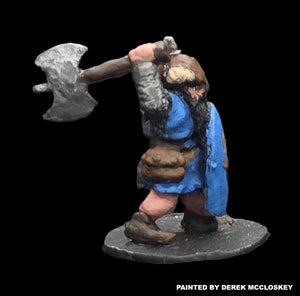 57-0103:  Dwarf with Axe Overhead and Shield, Advancing