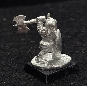 57-0103:  Dwarf with Axe Overhead and Shield, Advancing