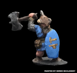 57-0113:  Dwarf with Axe Overhead and Shield
