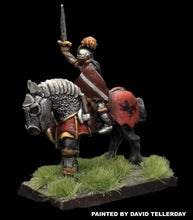Load image into Gallery viewer, 57-0396 / 48-0568:  Knight in Full Plate with Plumed Helm, on Armored WarHorse [rider and mount]
