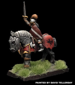 57-0396 / 48-0568:  Knight in Full Plate with Plumed Helm, on Armored WarHorse [rider and mount]
