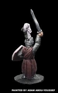 57-0405:  Armored Hero with Sword Raised and Heater Shield