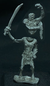 58-2036:  Wastelander Biped with Sword, Light Armor, Open Left Hand Overhead, Dagger in Right Hand
