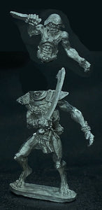 58-2047:  Wastelander Biped with Sword, Armored, Dagger Raised Right, Left Hand Open, Helmet