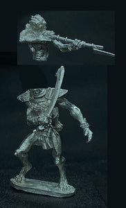 58-2071:  Wastelander Biped with Sword and Jezzail, Armored, Aiming, No Helmet