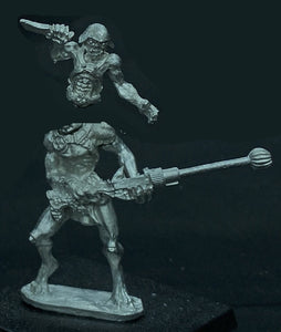 58-2087:  Wastelander Biped with Radium Gun, Armored, Dagger Raised Right, Left Hand Open, Helmet