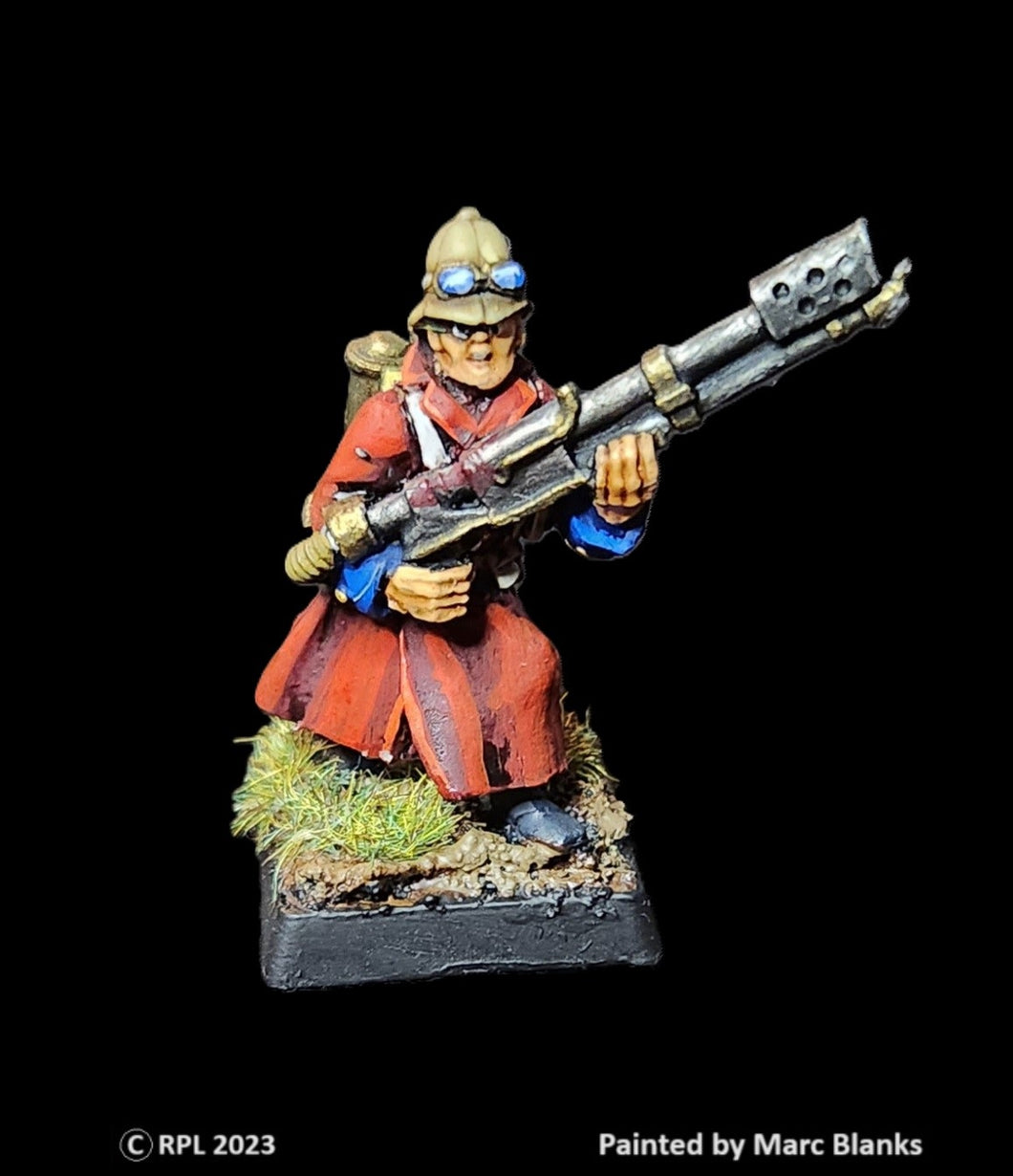 59-2066:  Victorian British Soldier with Flame Thrower, Advancing Left