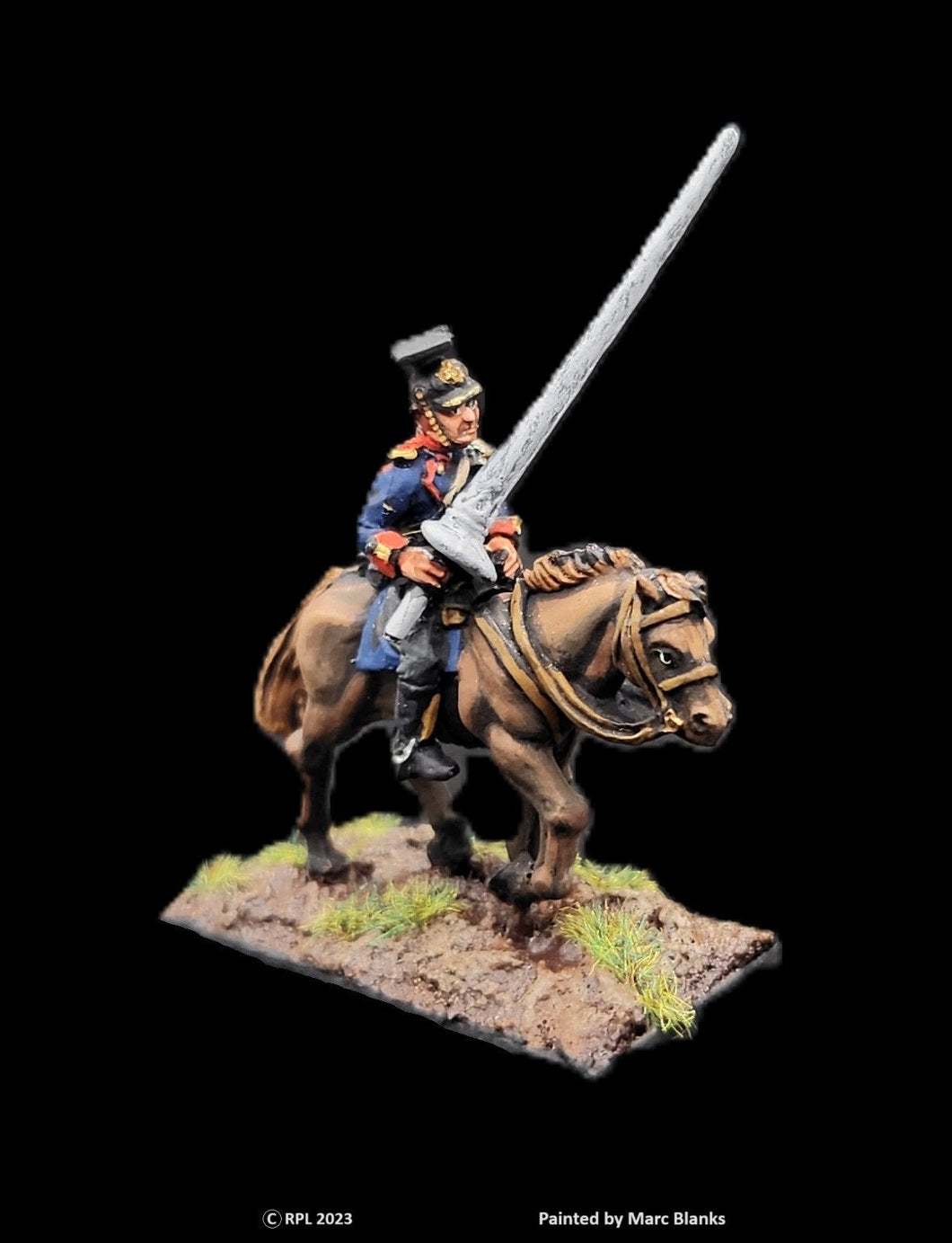 59-4033/48-0488:  Victorian Prussian Cavalryman, Weapon Against Chest [rider and mount]