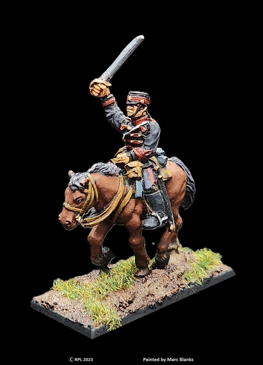 59-5086:  Victorian Japanese Officer, Mounted, Sword Overhead