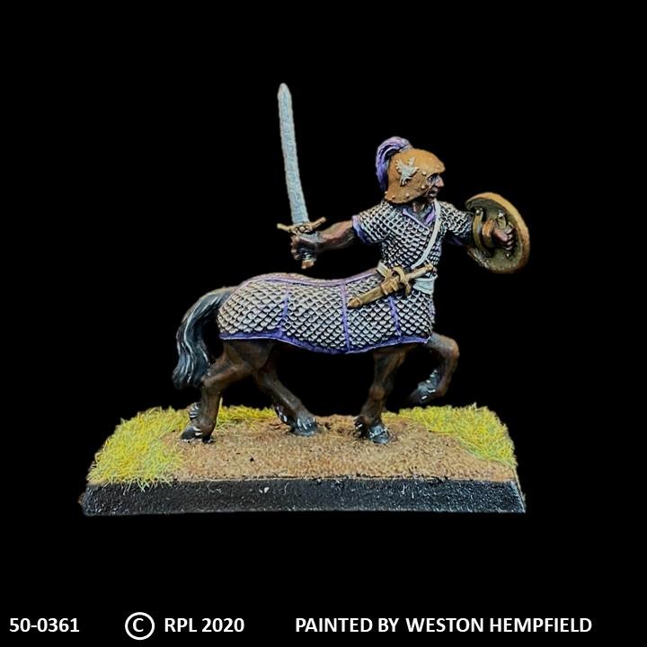 50-0361:  Armored Centaur with Sword and Shield, Scale Armor
