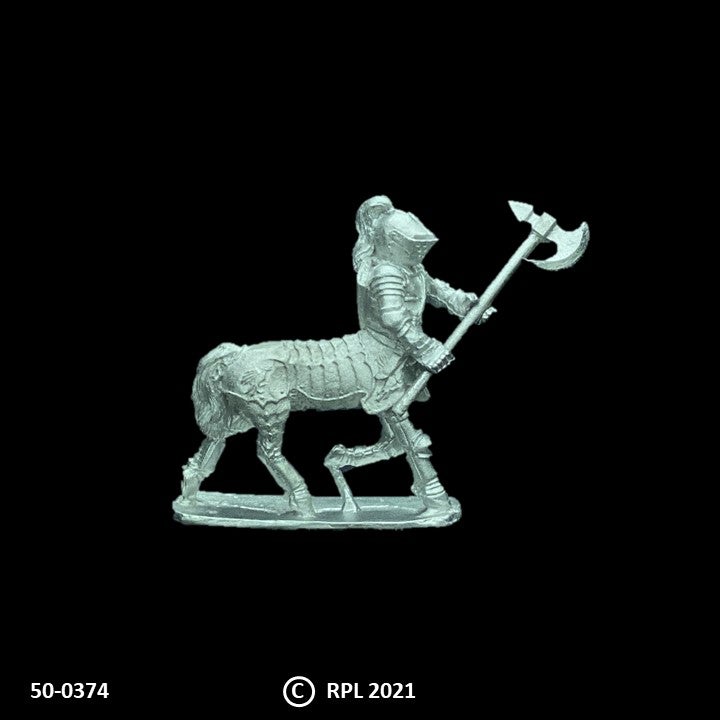 50-0374:  Heavily Armored Centaur with Two Handed Weapon Lowered