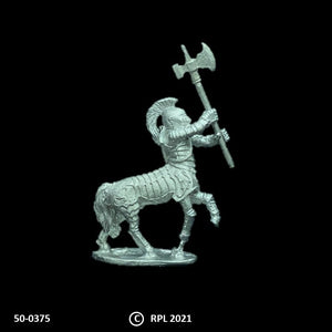 50-0375:  Heavily Armored Centaur with Two Handed Weapon Raised