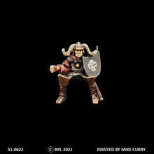 Load image into Gallery viewer, 51-0622:  Chaos Acolyte Cavalry, Jousting Shield, Horned Helm [rider only]
