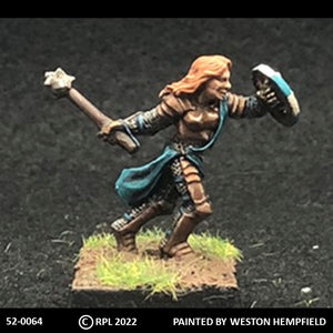 52-0064:  Female Adventurer with Mace, Charging