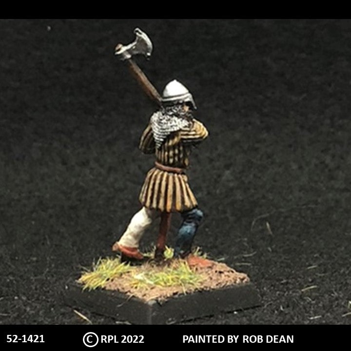 52-1421:  Avalon Men-at-Arms Advancing with Great Axe, in Gambeson
